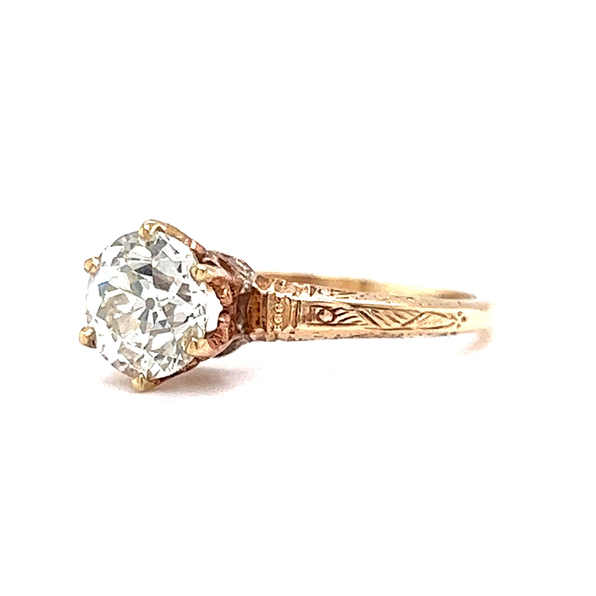 Victorian 1.38 Diamond Engagement Ring in 10k Rose Gold