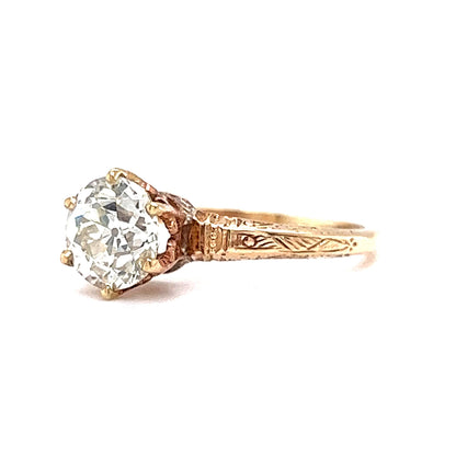 Victorian 1.38 Diamond Engagement Ring in 10k Rose Gold