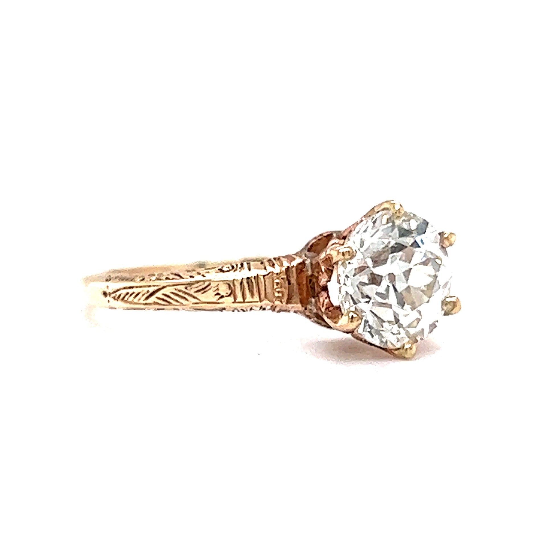 Victorian 1.38 Diamond Engagement Ring in 10k Rose Gold