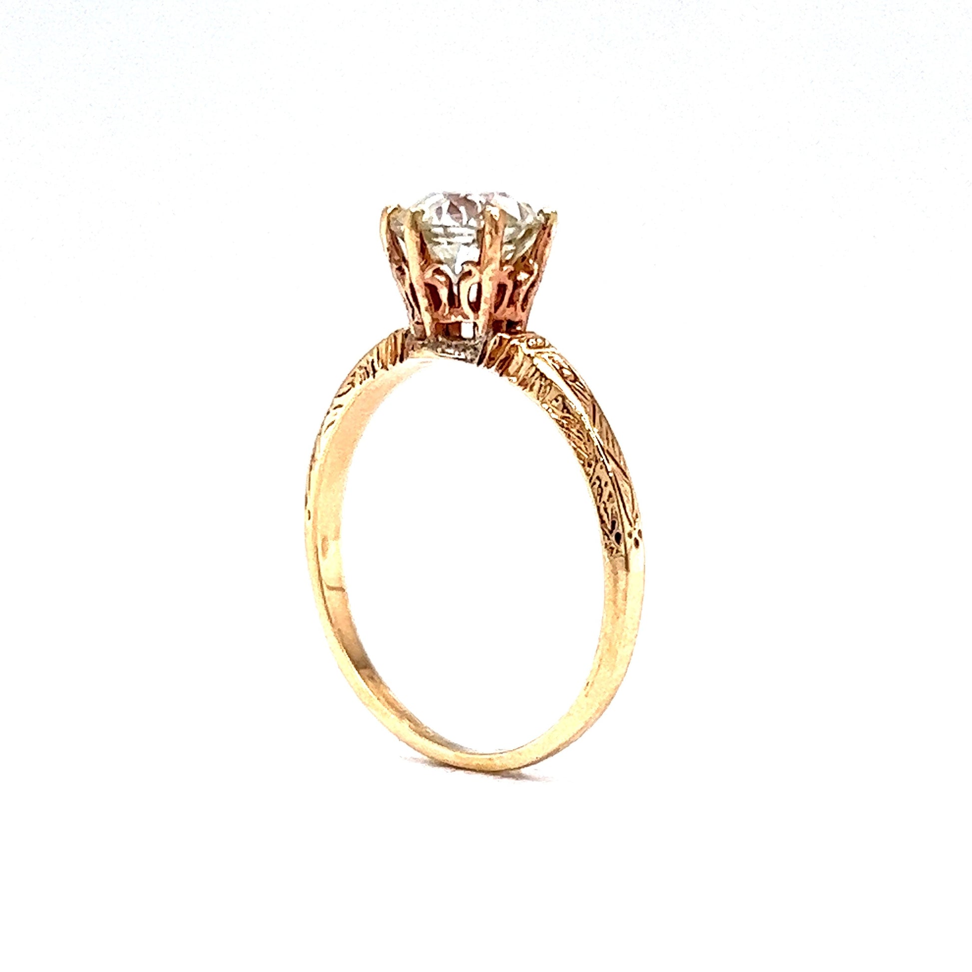 Victorian 1.38 Diamond Engagement Ring in 10k Rose Gold