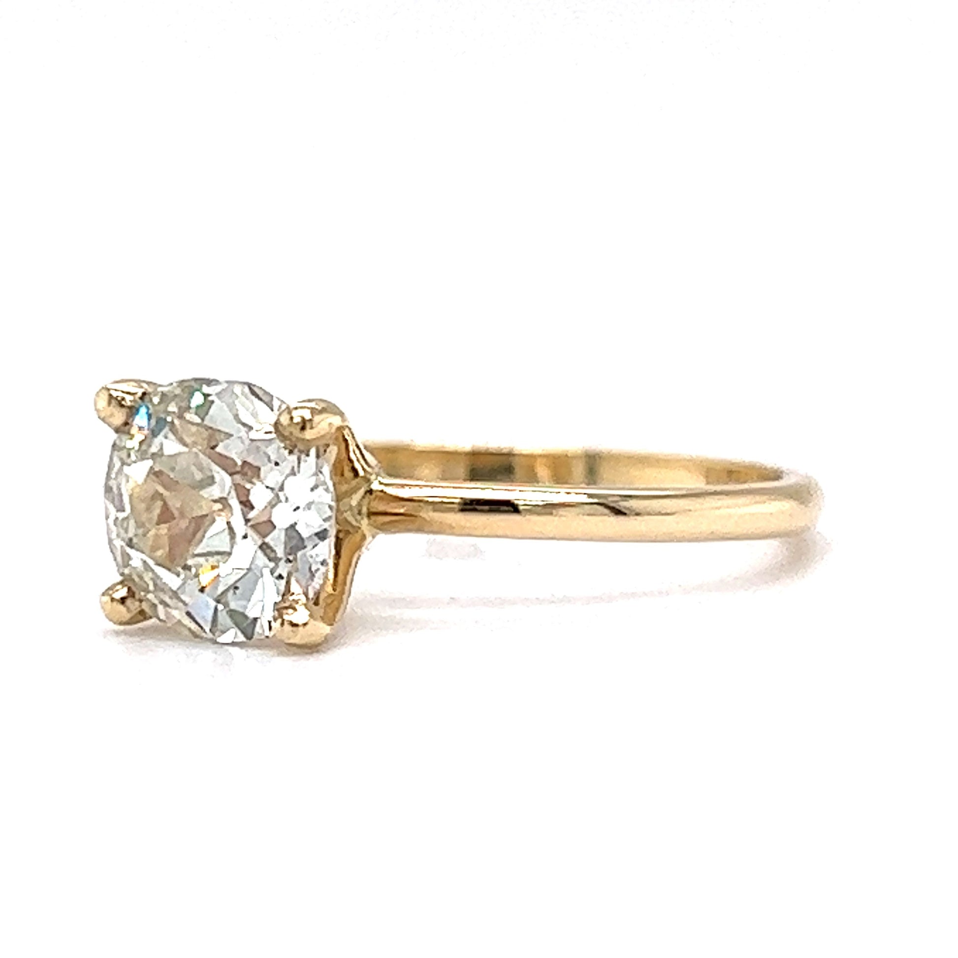 1.64 Old Mine Cut Diamond Engagement Ring in 14k Yellow Gold