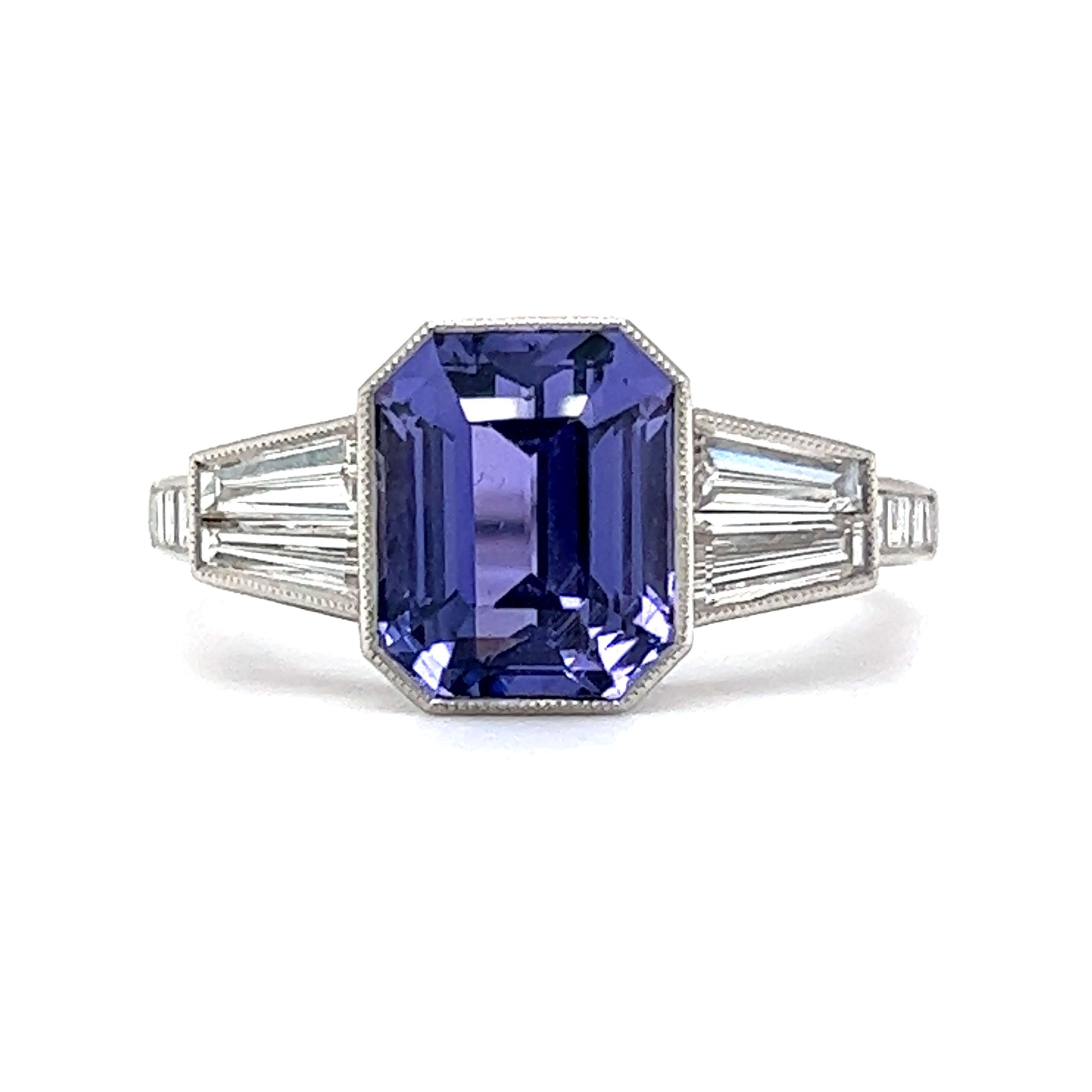 3.46 Purple Sapphire Engagement Ring in Platinum