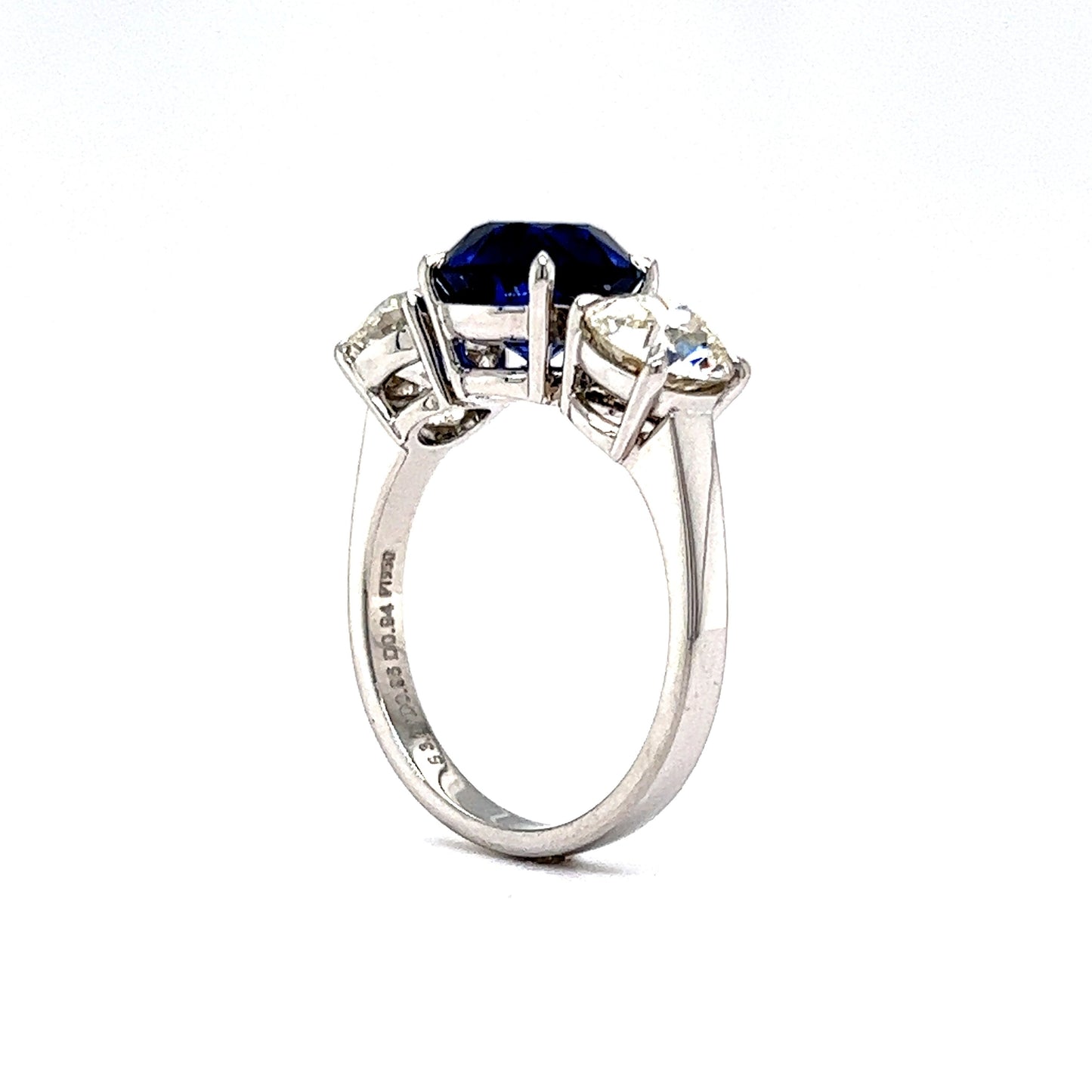 3.07 Sapphire & Diamond Three Stone Engagement Ring in Platinum