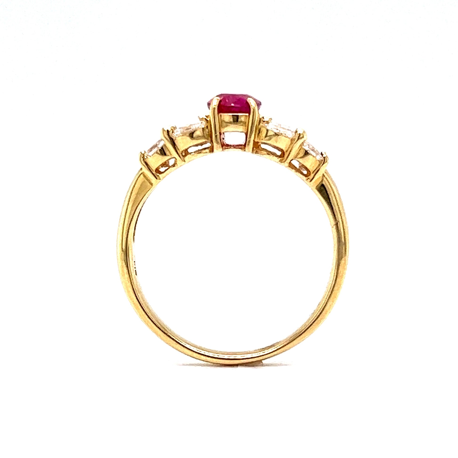 Ruby & Diamond Cluster Right Hand Ring in 18k Yellow Gold