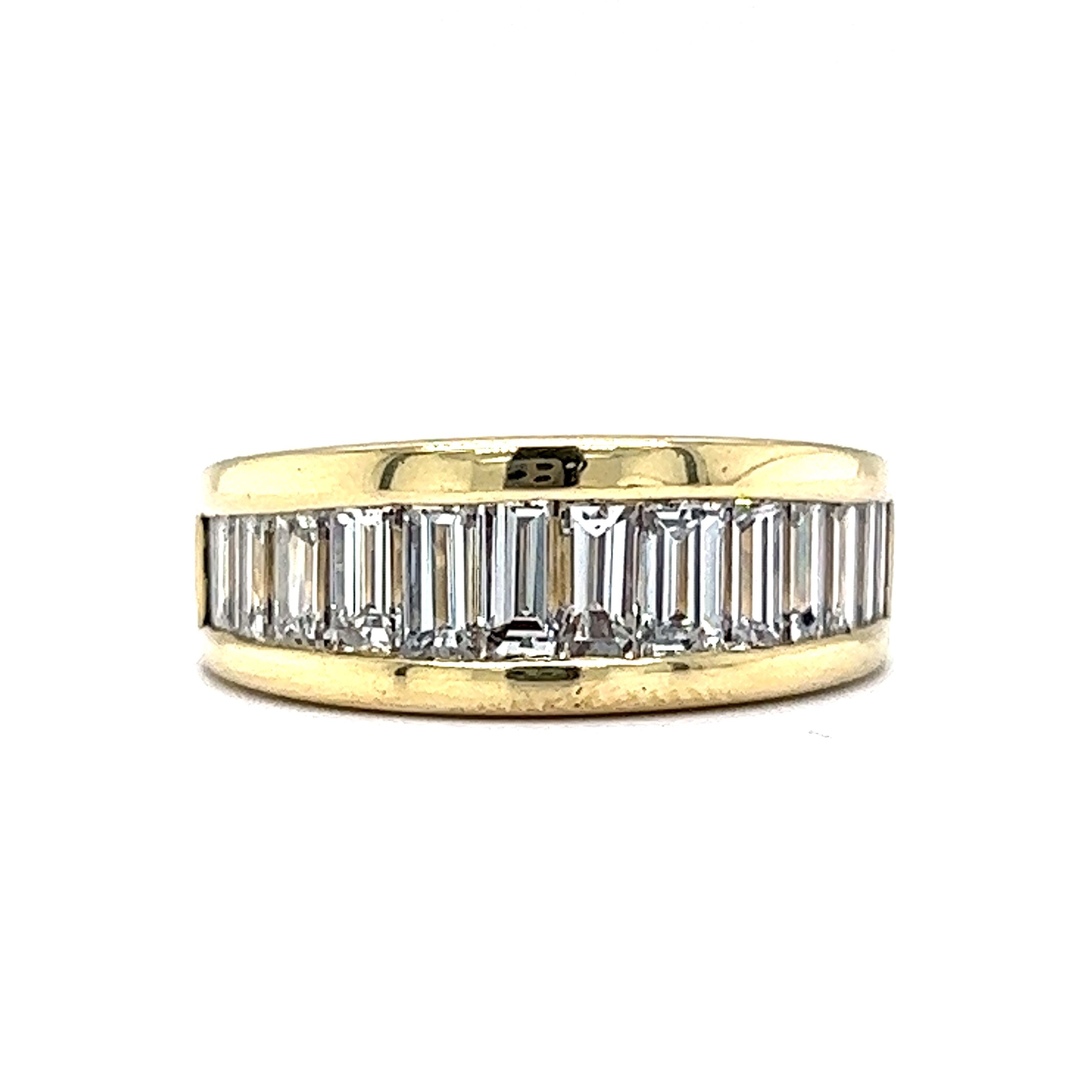Channel Set Baguette Cut Diamond Stacking Ring in 18k Yellow Gold ...