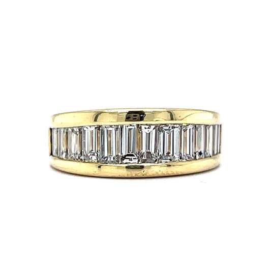 Channel Set Baguette Cut Diamond Stacking Ring in 18k Yellow Gold