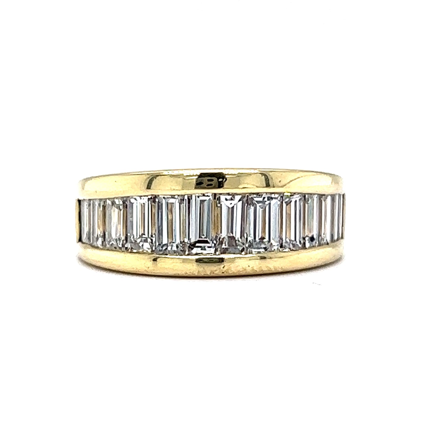 Channel Set Baguette Cut Diamond Stacking Ring in 18k Yellow Gold