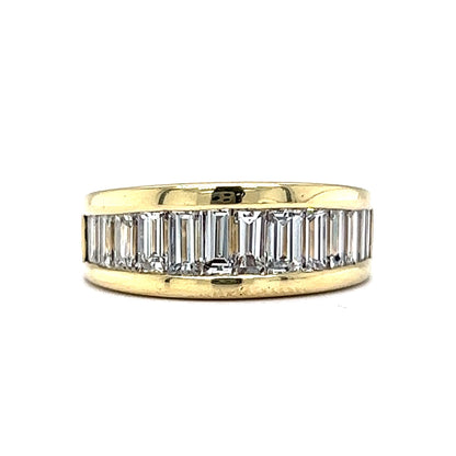 Channel Set Baguette Cut Diamond Stacking Ring in 18k Yellow Gold