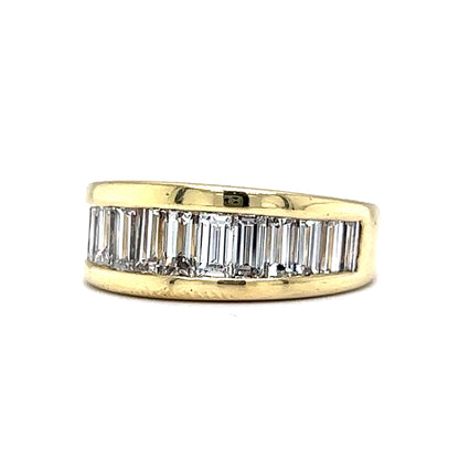 Channel Set Baguette Cut Diamond Stacking Ring in 18k Yellow Gold