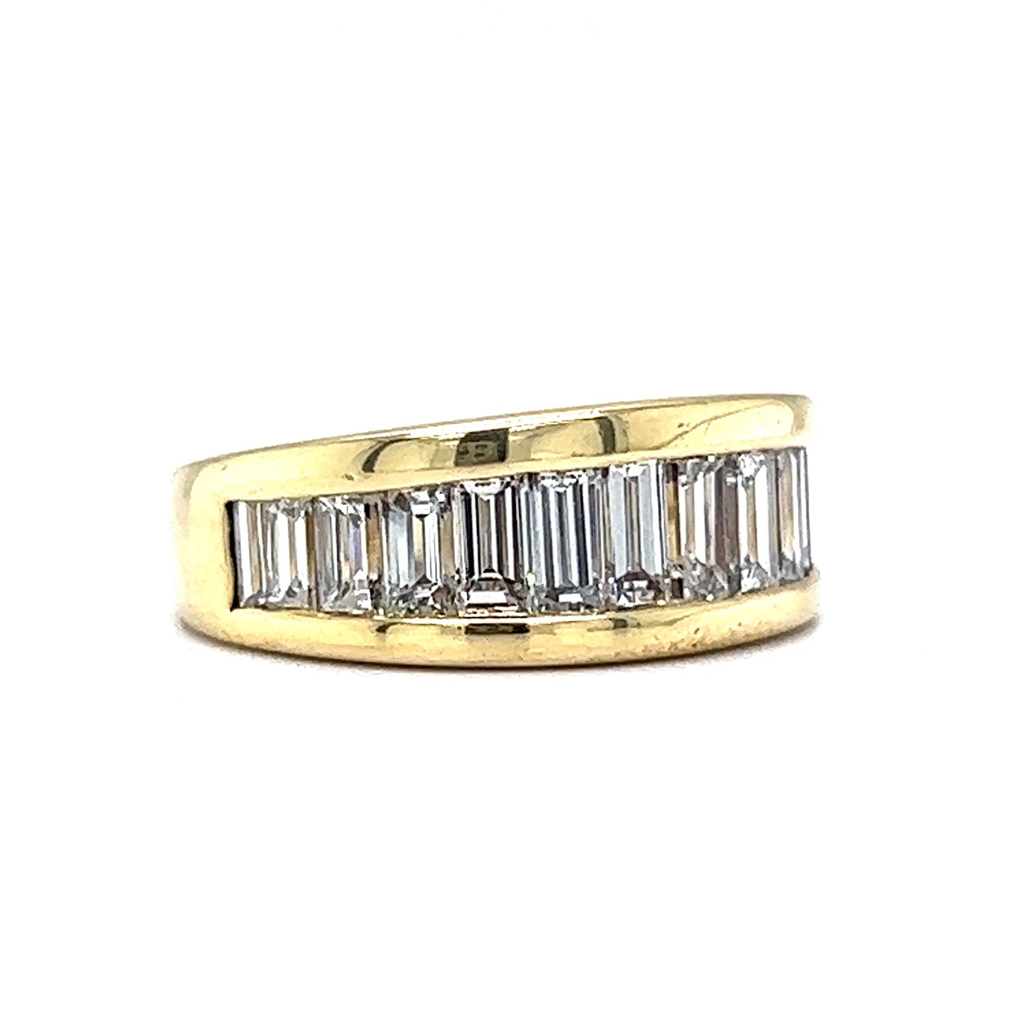 Channel Set Baguette Cut Diamond Stacking Ring in 18k Yellow Gold