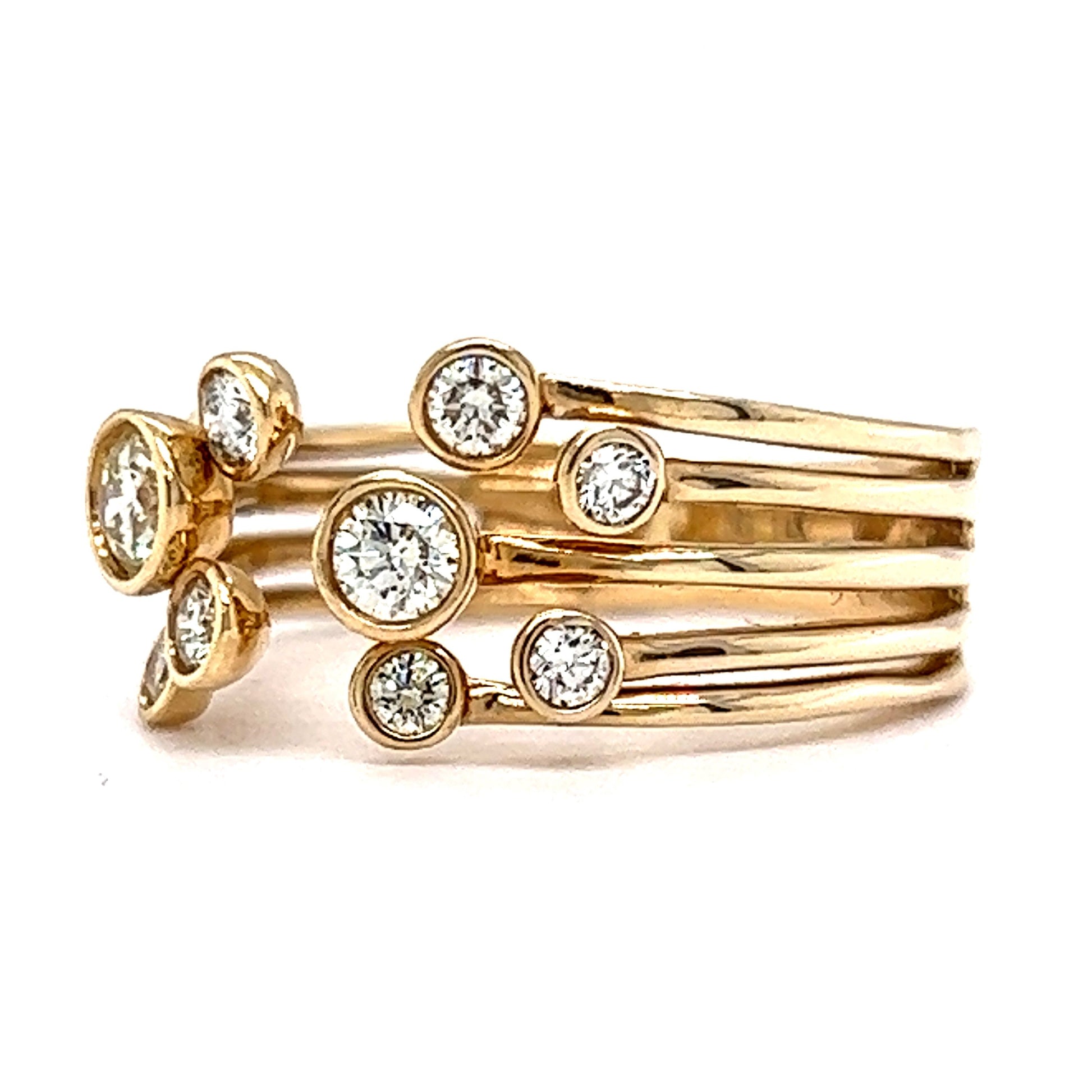 Bezel Set Open Diamond Cluster Ring in 14k Yellow Gold