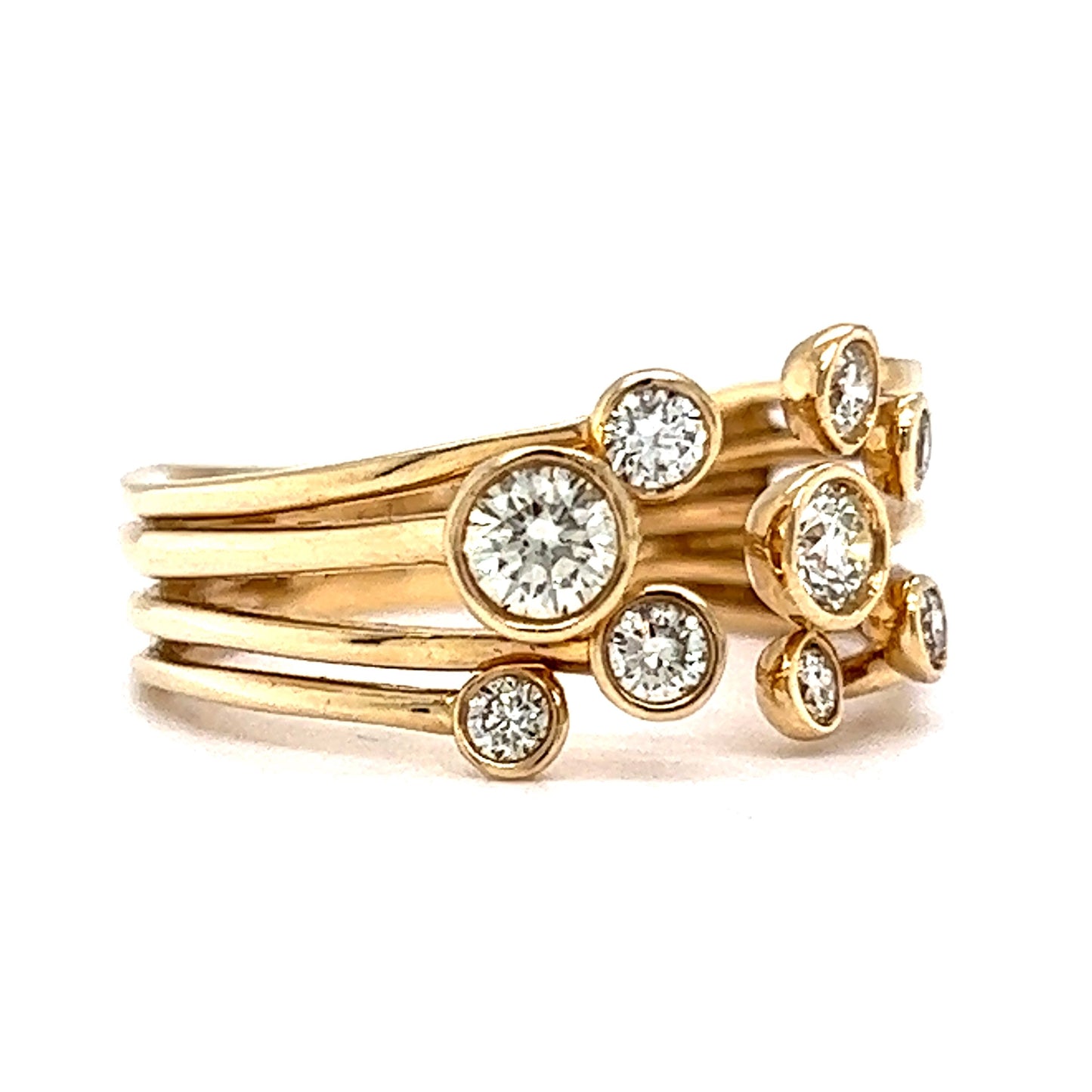 Bezel Set Open Diamond Cluster Ring in 14k Yellow Gold