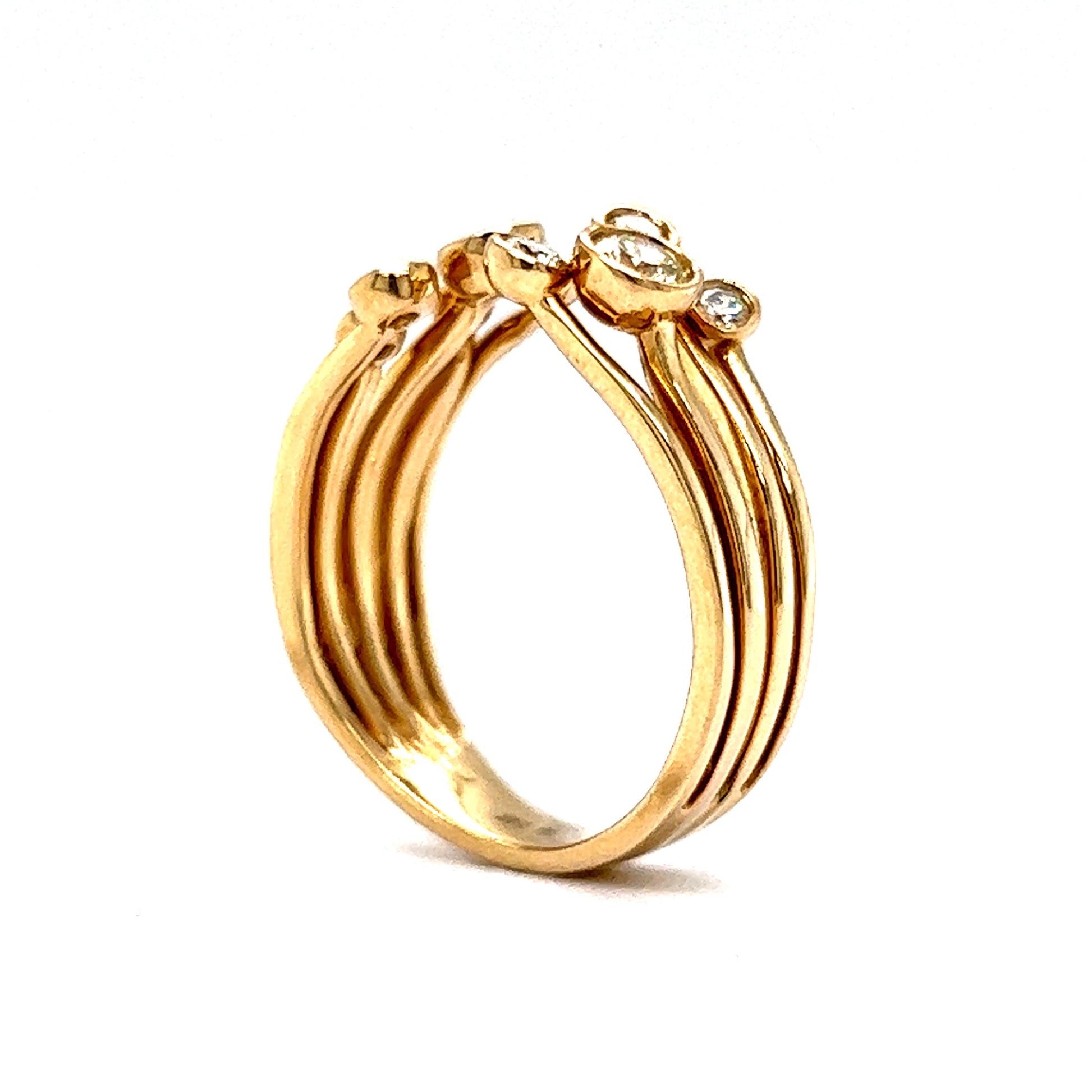 Bezel Set Open Diamond Cluster Ring in 14k Yellow Gold