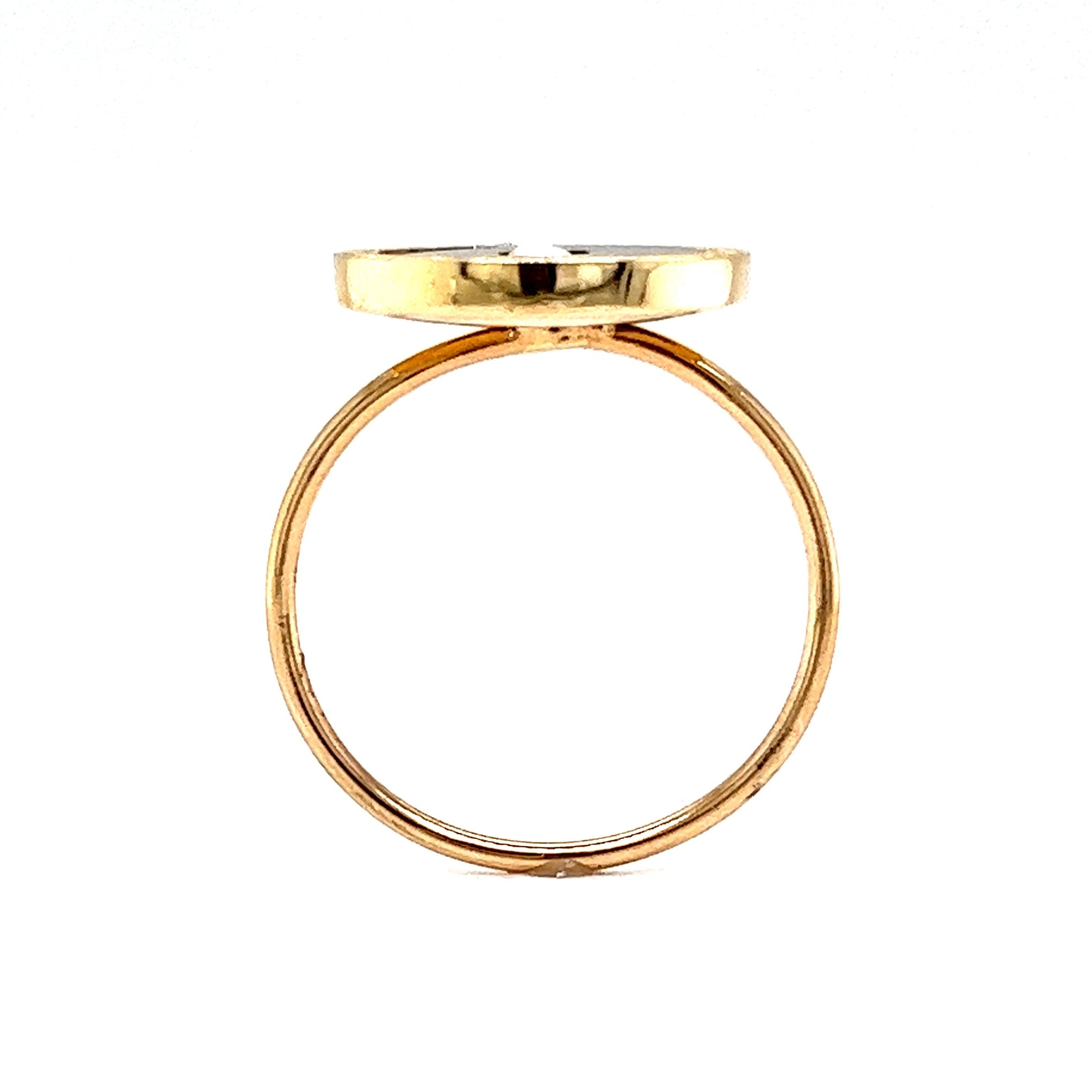 Victorian Round Onyx & Pearl Ring in 14k Yellow Gold