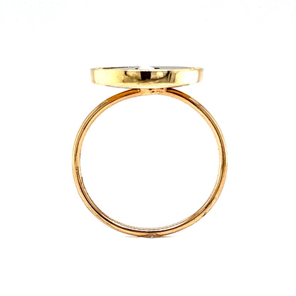 Victorian Round Onyx & Pearl Ring in 14k Yellow Gold