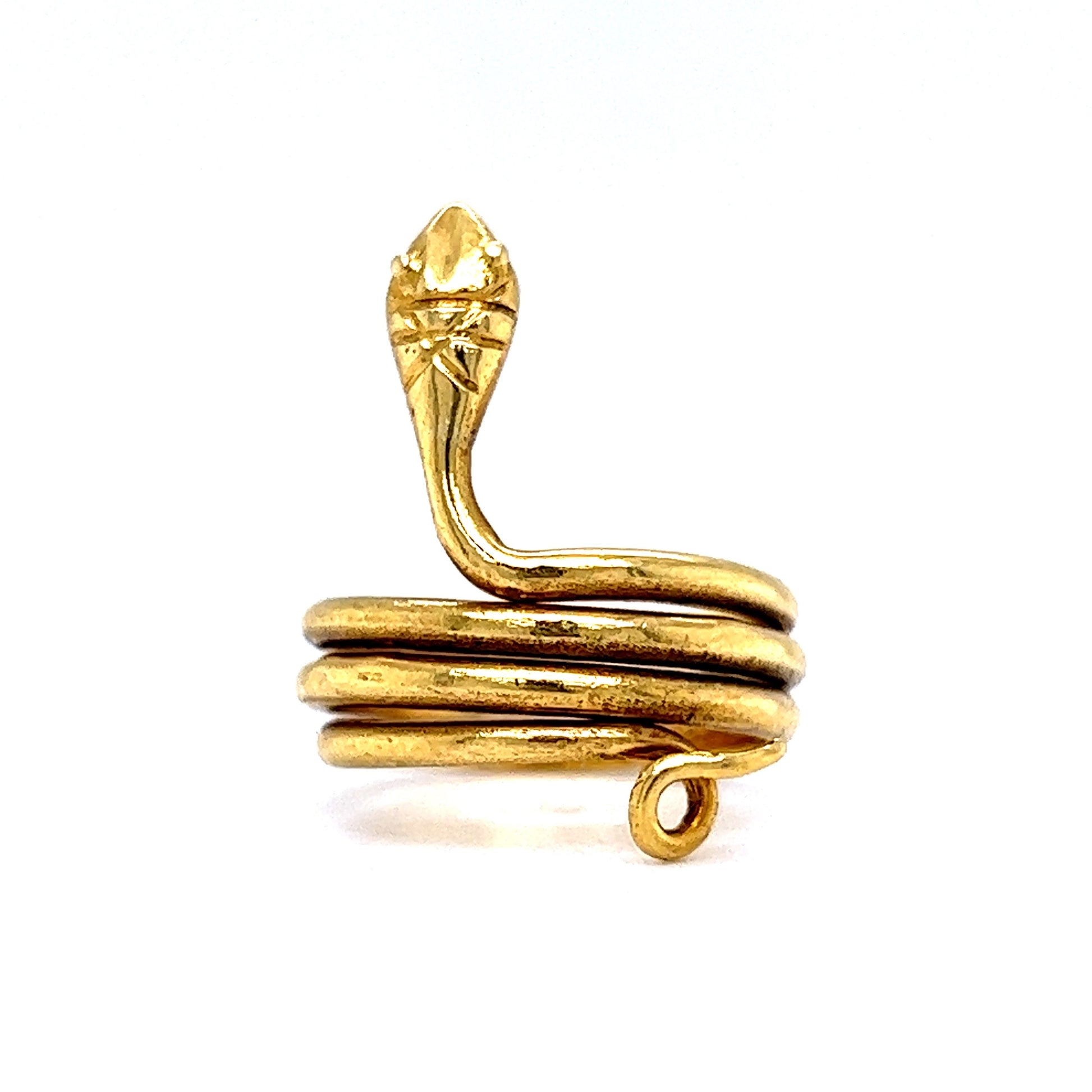 Mid-Century Coiled Snake Ring in 18k Yellow Gold