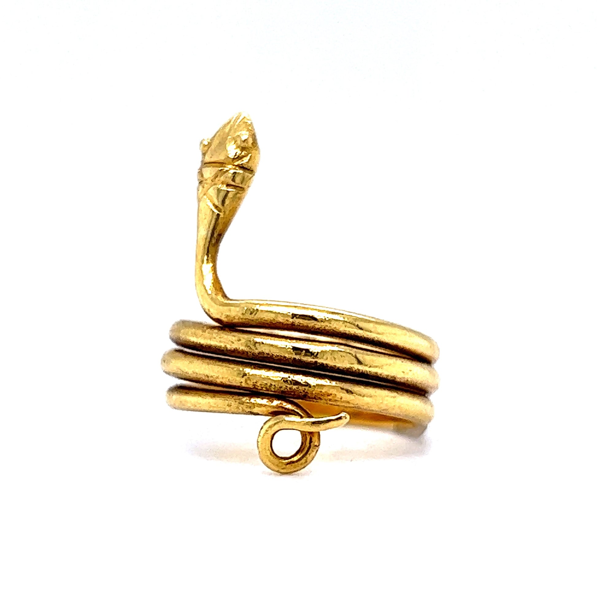 Mid-Century Coiled Snake Ring in 18k Yellow Gold