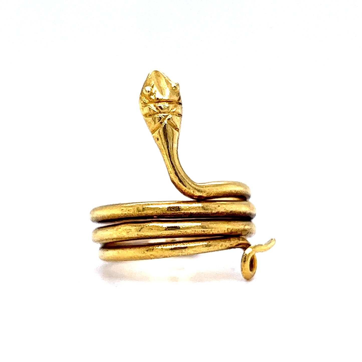 Mid-Century Coiled Snake Ring in 18k Yellow Gold