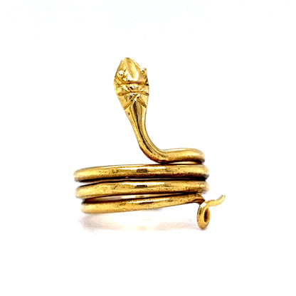 Mid-Century Coiled Snake Ring in 18k Yellow Gold