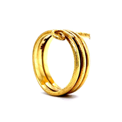 Mid-Century Coiled Snake Ring in 18k Yellow Gold