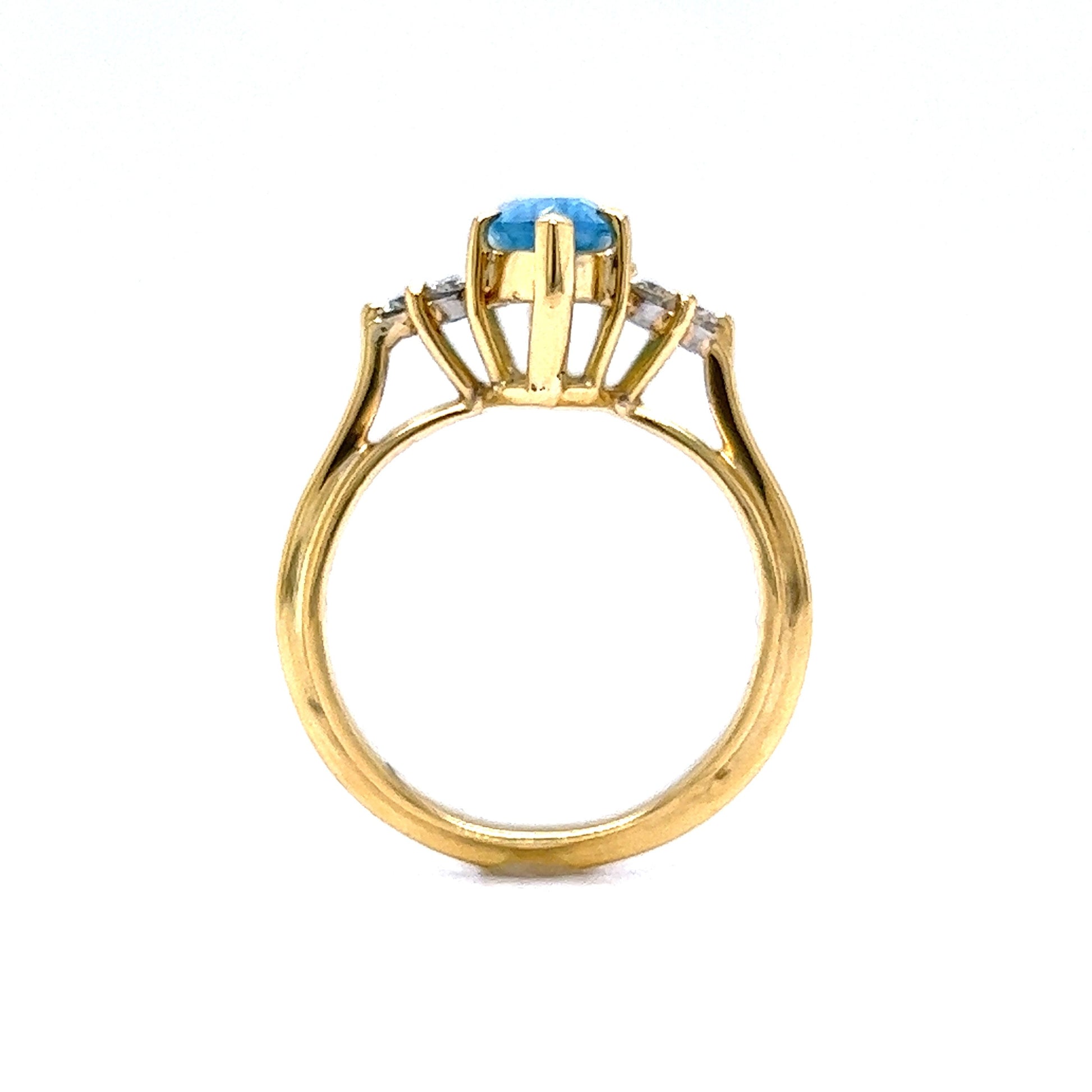 Marquise Cut Aquamarine & Diamond Cocktail Ring in 18k Yellow Gold