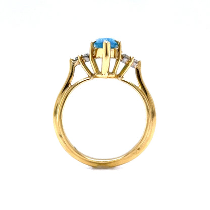 Marquise Cut Aquamarine & Diamond Cocktail Ring in 18k Yellow Gold