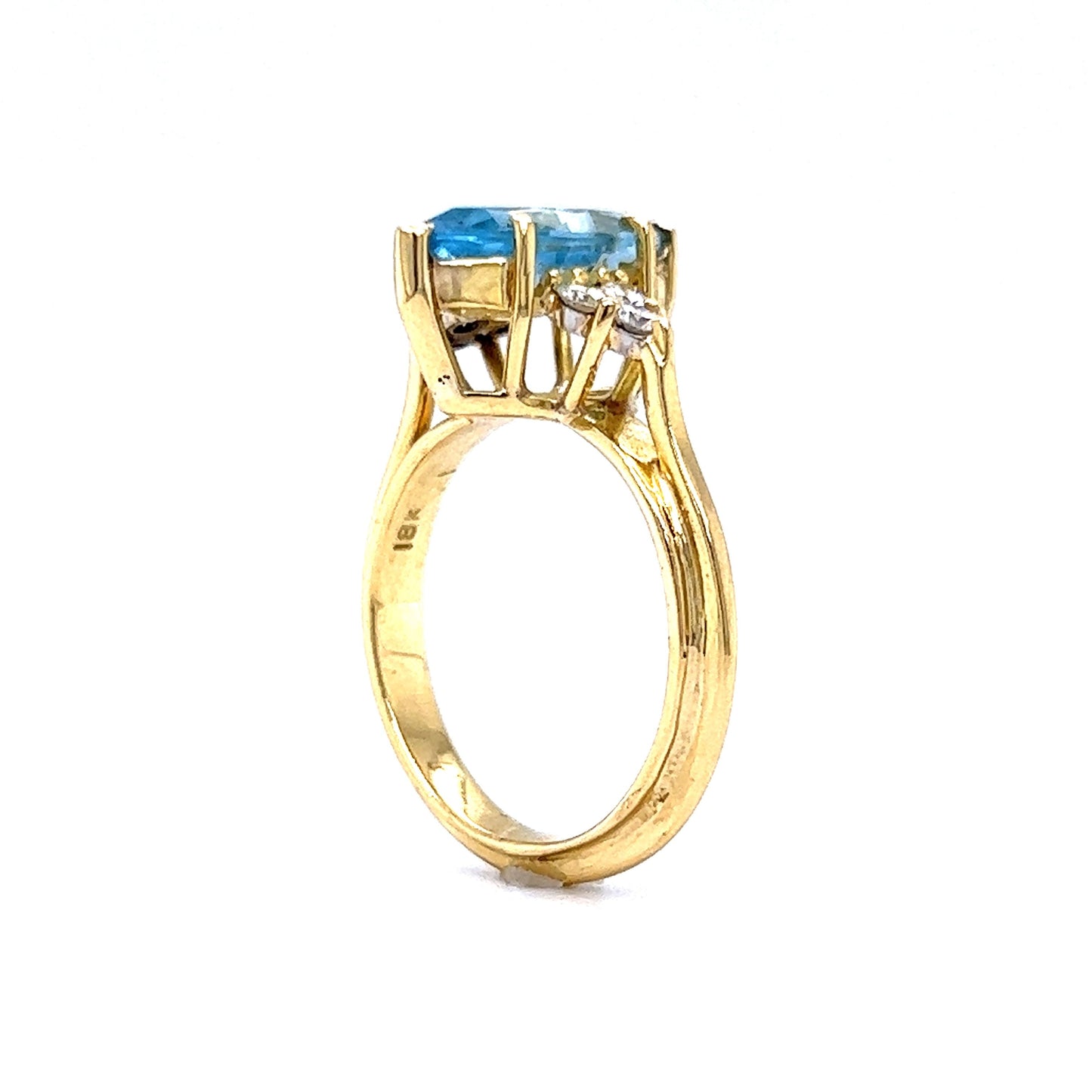 Marquise Cut Aquamarine & Diamond Cocktail Ring in 18k Yellow Gold