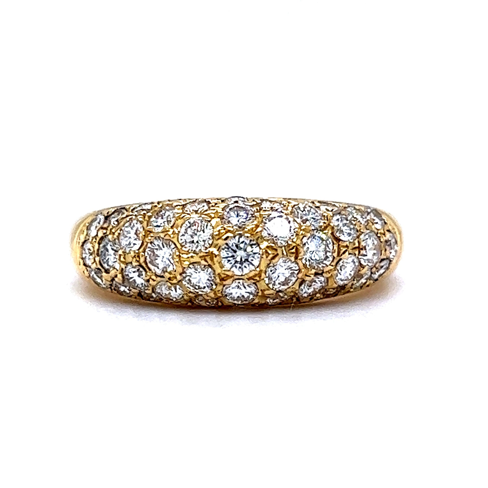 Pave Diamond Dome Stacking Ring in 18k Yellow Gold