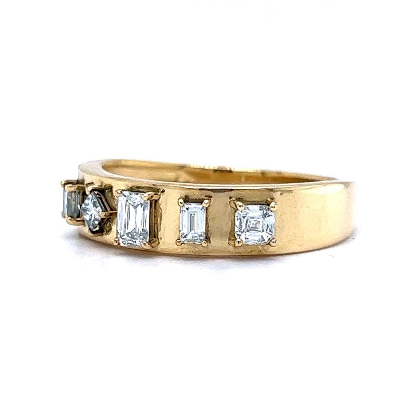 Multi-Cut Diamond Stacking Ring in 18k Yellow Gold