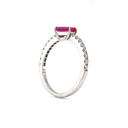 Baguette Cut Ruby & Diamond Stacking Ring in Platinum