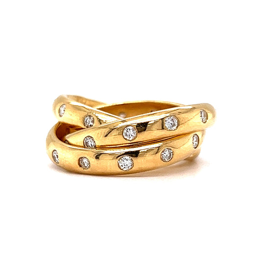 Interlocked Flush Set Diamond Ring in 18k Yellow Gold