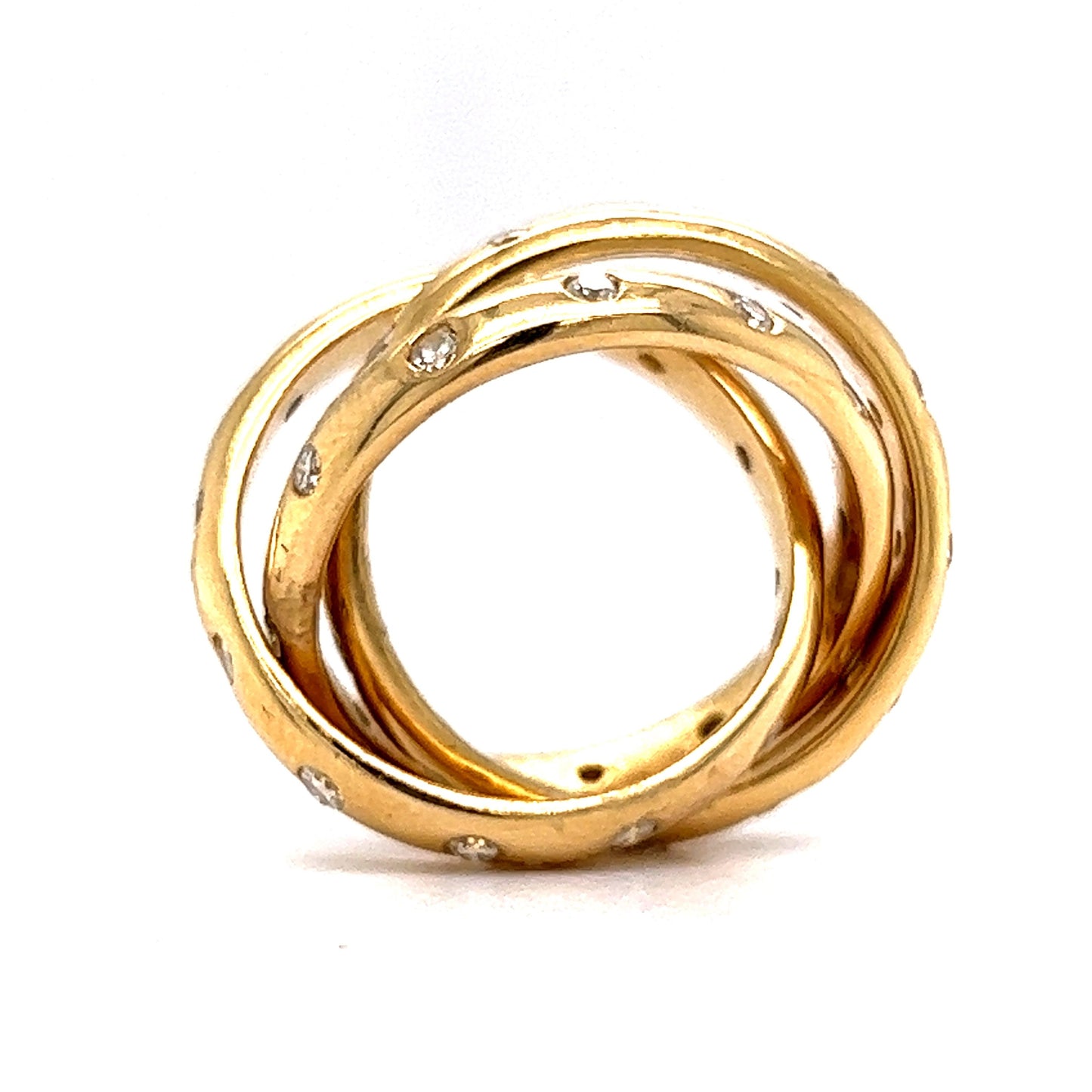 Interlocked Flush Set Diamond Ring in 18k Yellow Gold