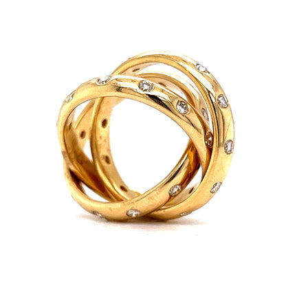 Interlocked Flush Set Diamond Ring in 18k Yellow Gold