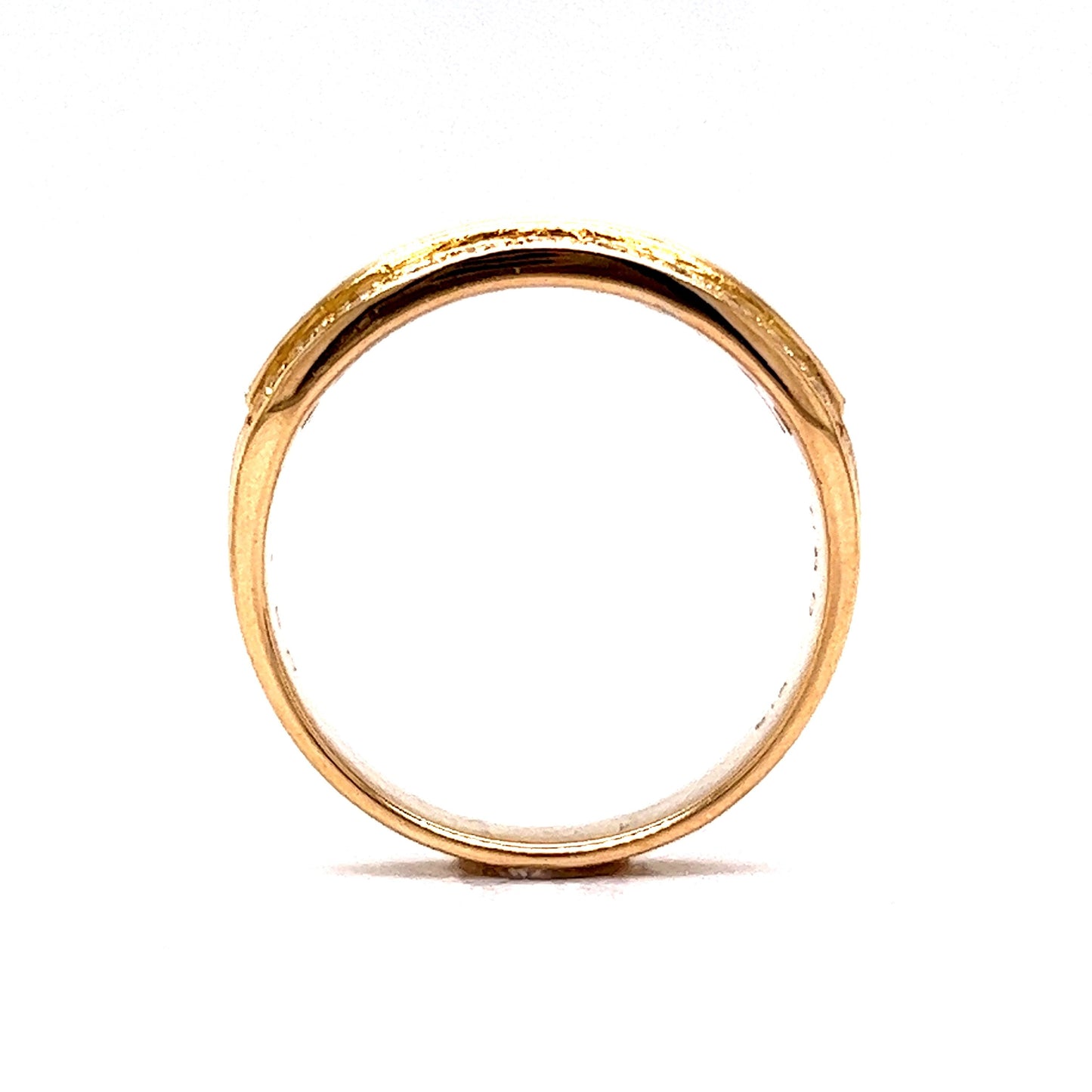 Stacked Channel Set Baguette & Round Diamond Ring in 18k Yellow Gold