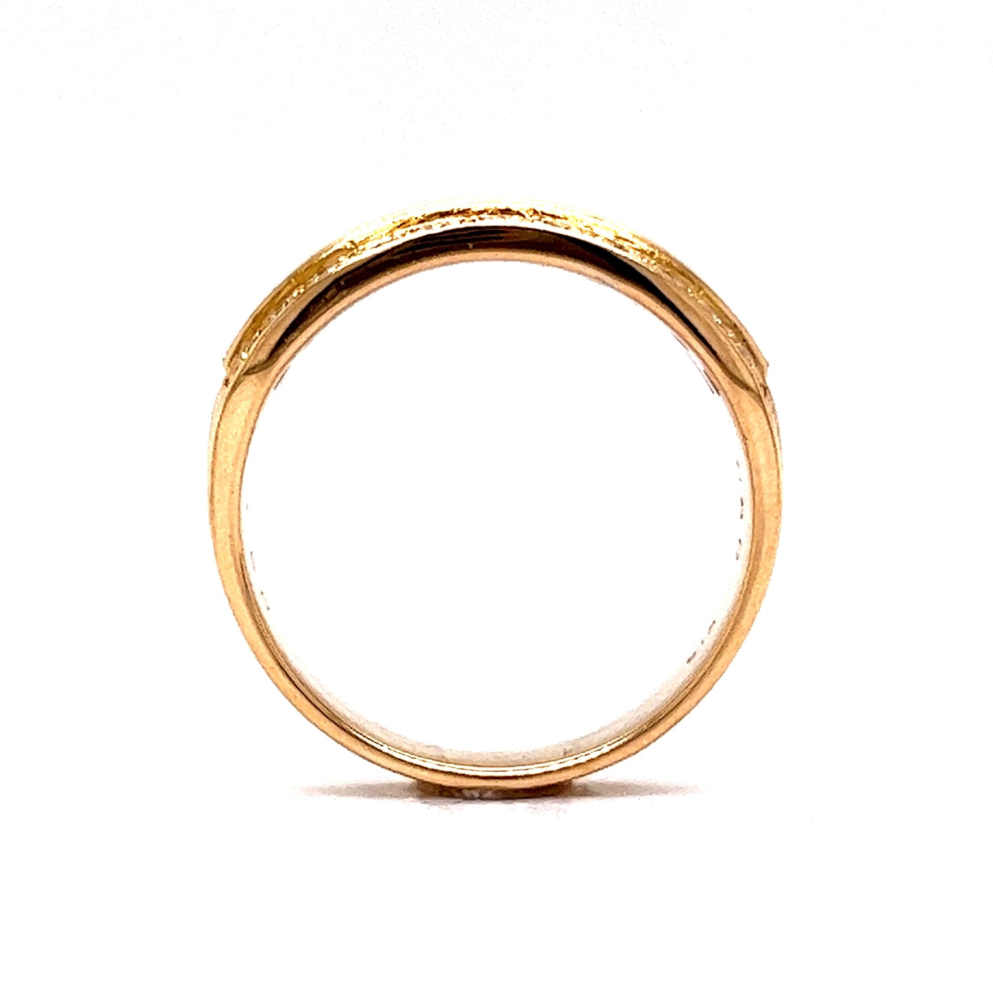 Stacked Channel Set Baguette & Round Diamond Ring in 18k Yellow Gold