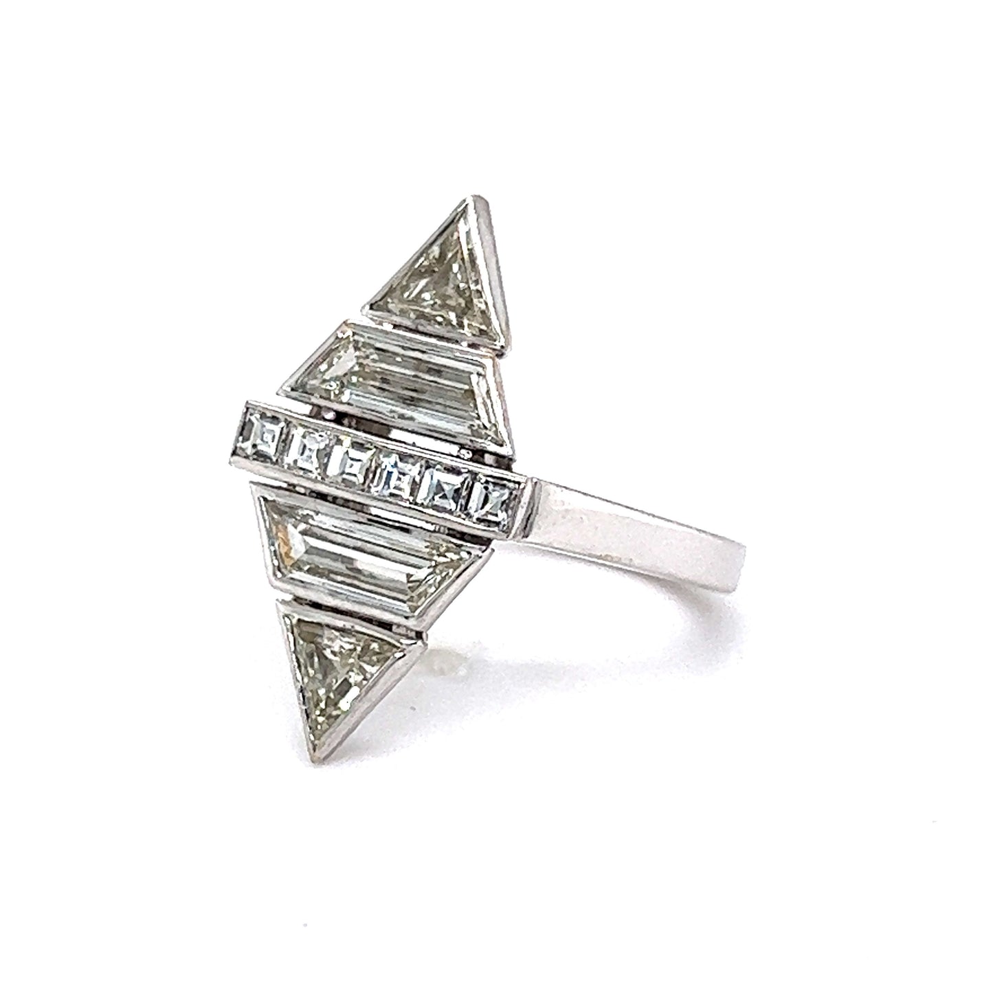 Geometric Bezel Set Diamond Cocktail Ring in Platinum