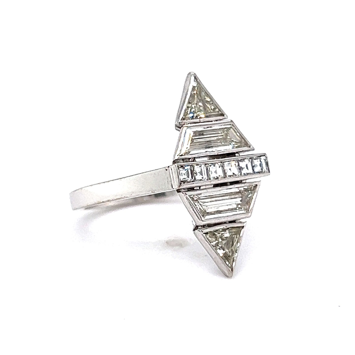 Geometric Bezel Set Diamond Cocktail Ring in Platinum