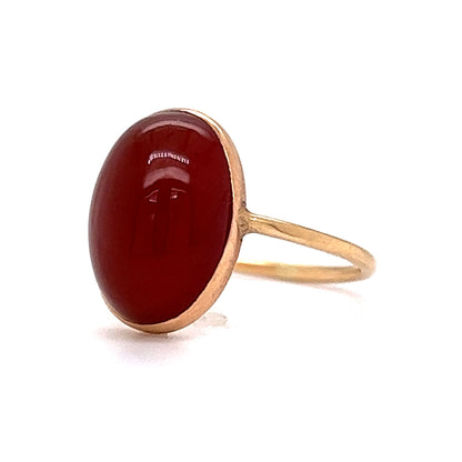 Victorian Bezel Set Carnelian Cocktail Ring in 14k Yellow Gold