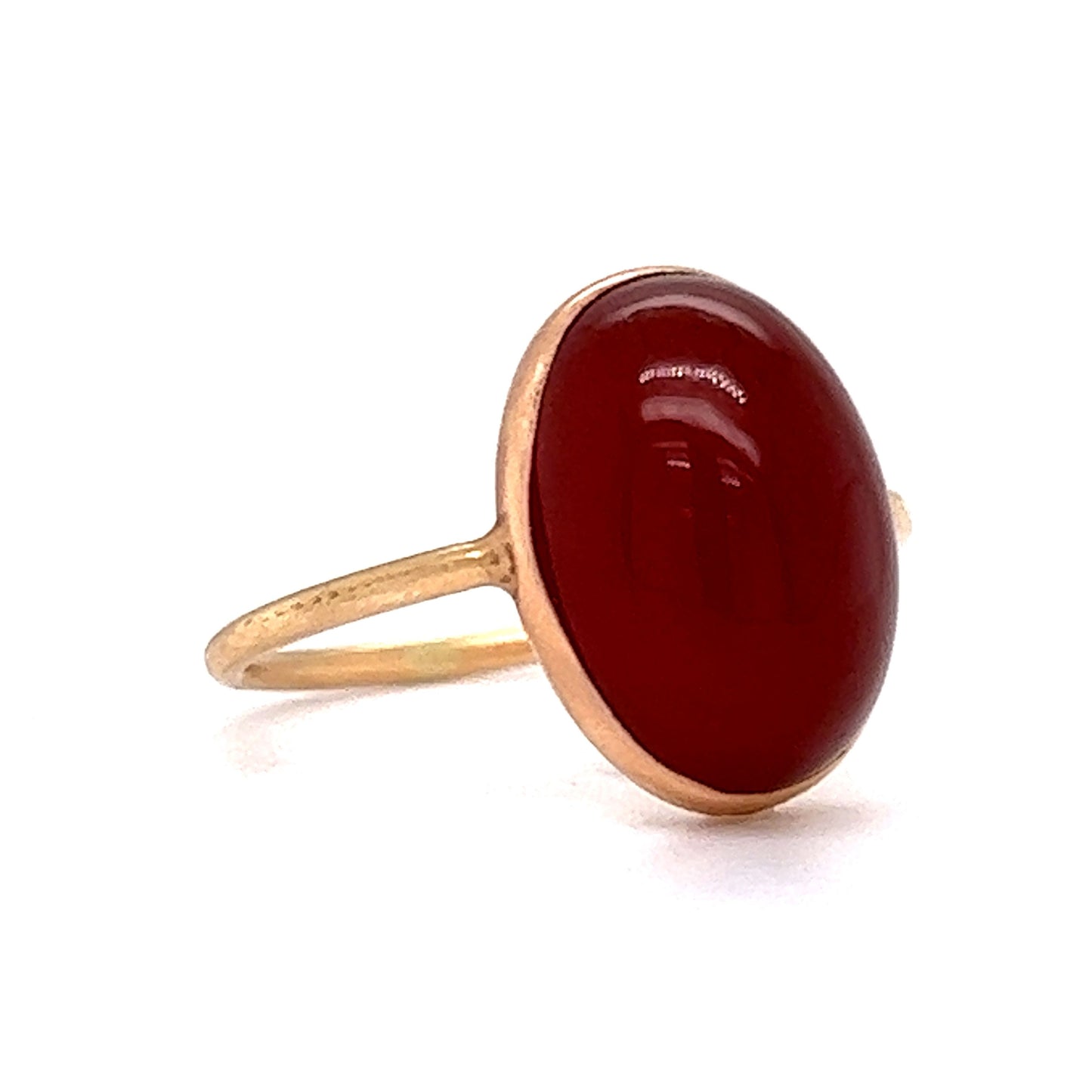 Victorian Bezel Set Carnelian Cocktail Ring in 14k Yellow Gold