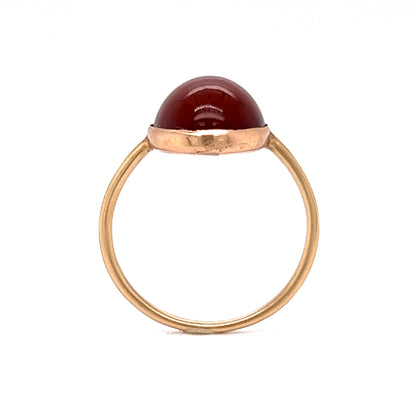 Victorian Bezel Set Carnelian Cocktail Ring in 14k Yellow Gold