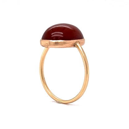 Victorian Bezel Set Carnelian Cocktail Ring in 14k Yellow Gold