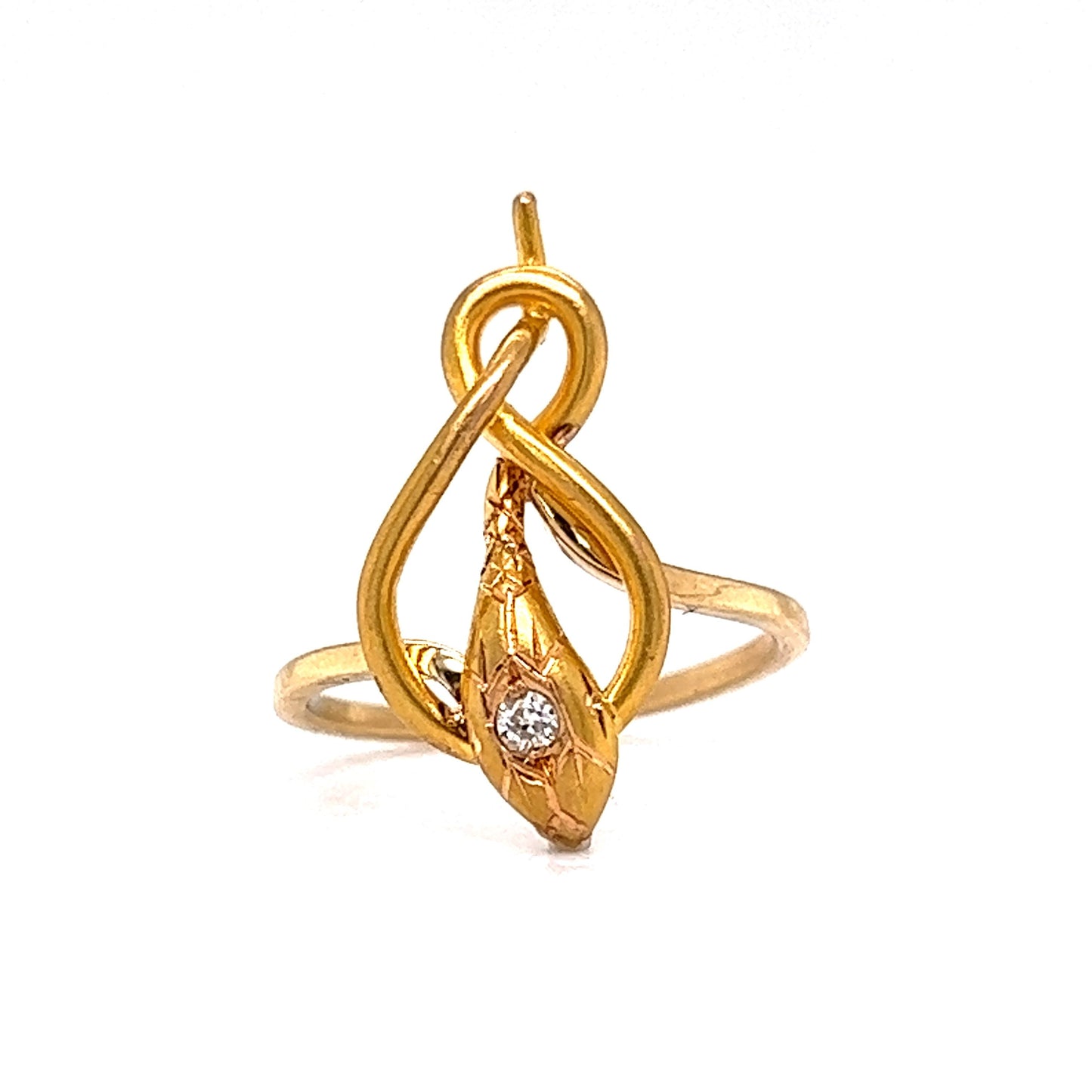 Victorian Diamond Snake Knot Ring in 18k Yellow Gold