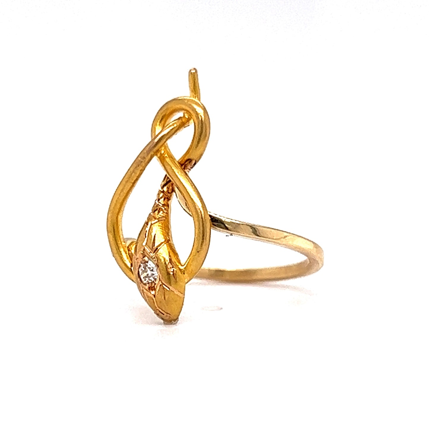 Victorian Diamond Snake Knot Ring in 18k Yellow Gold