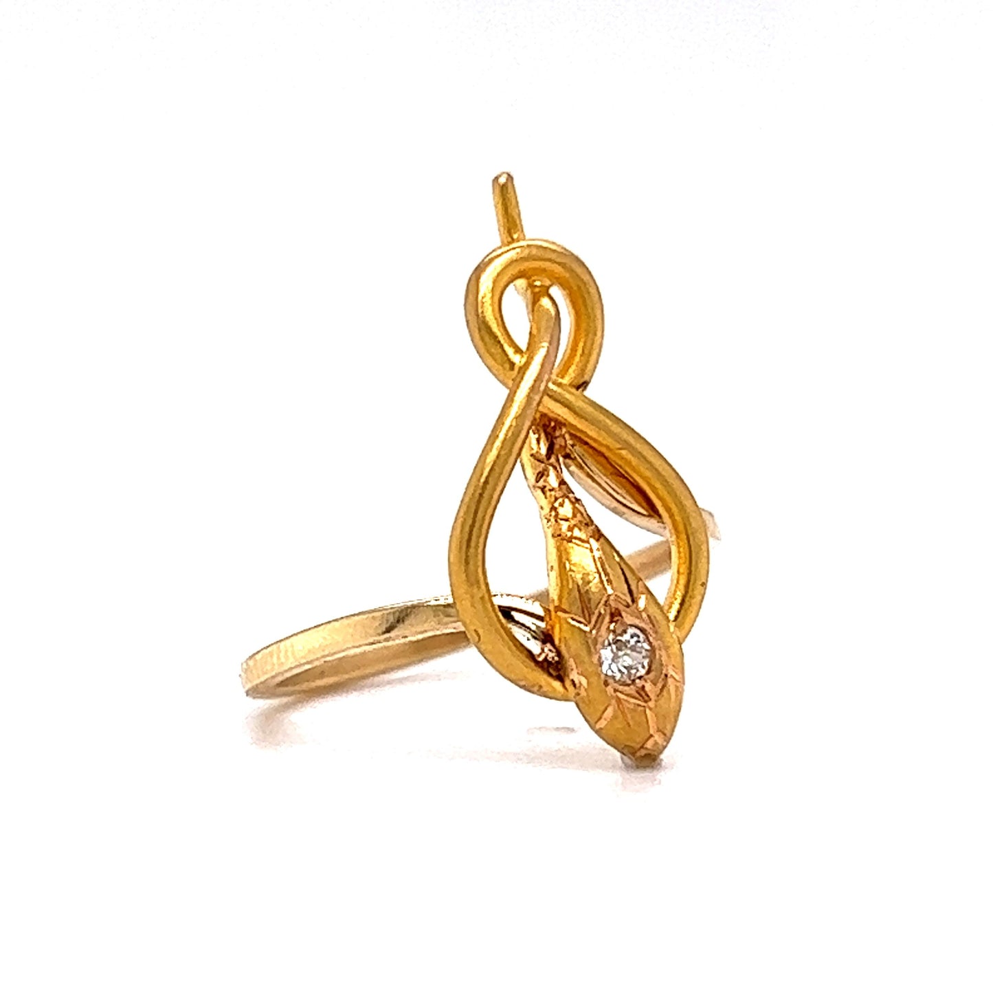 Victorian Diamond Snake Knot Ring in 18k Yellow Gold