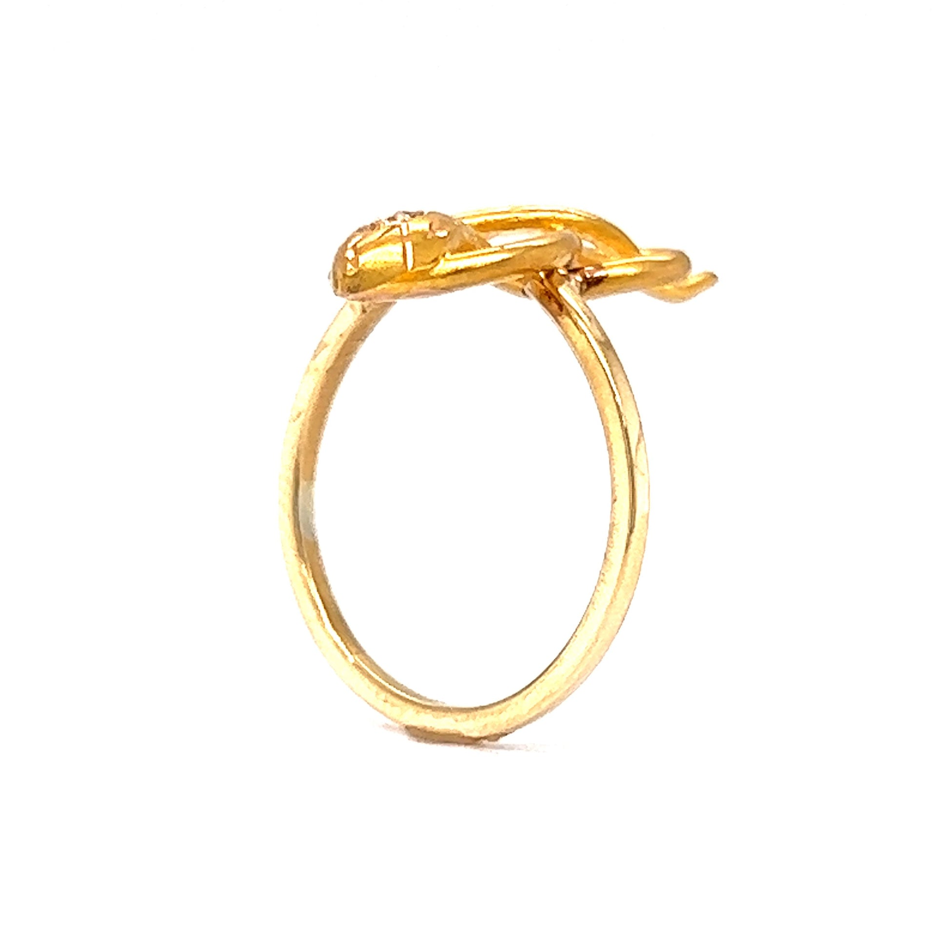 Victorian Diamond Snake Knot Ring in 18k Yellow Gold