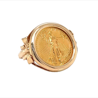 Five Dollar Liberty Coin Ring in 14k & 24k Yellow Gold