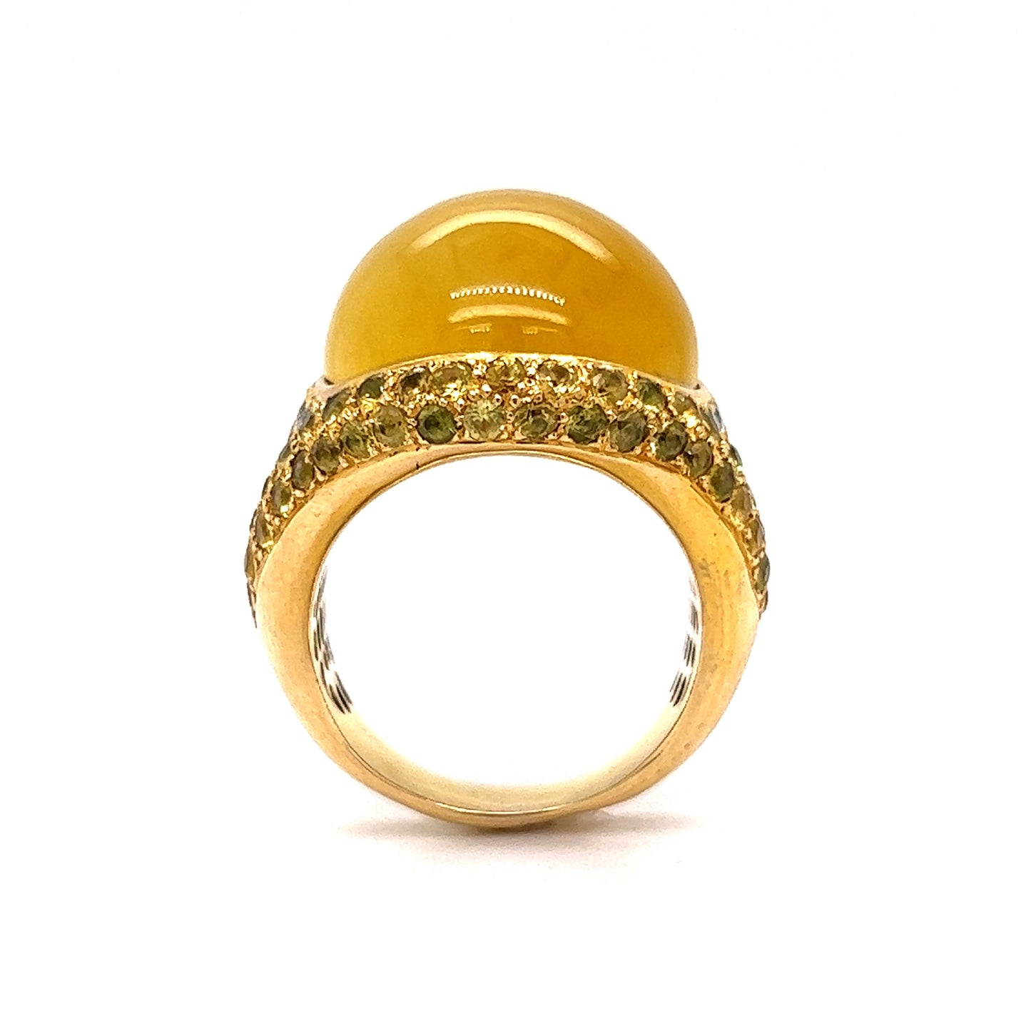 Yellow Jade Cocktail Ring with Diamonds & Yellow Sapphires in 18k