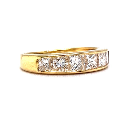 Six Stone Princess Cut Diamond Wedding Band in 18k Yellow Gold