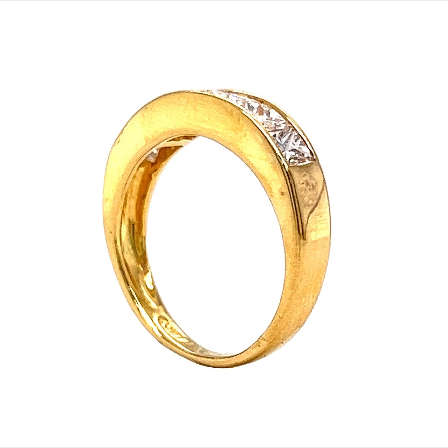 Six Stone Princess Cut Diamond Wedding Band in 18k Yellow Gold