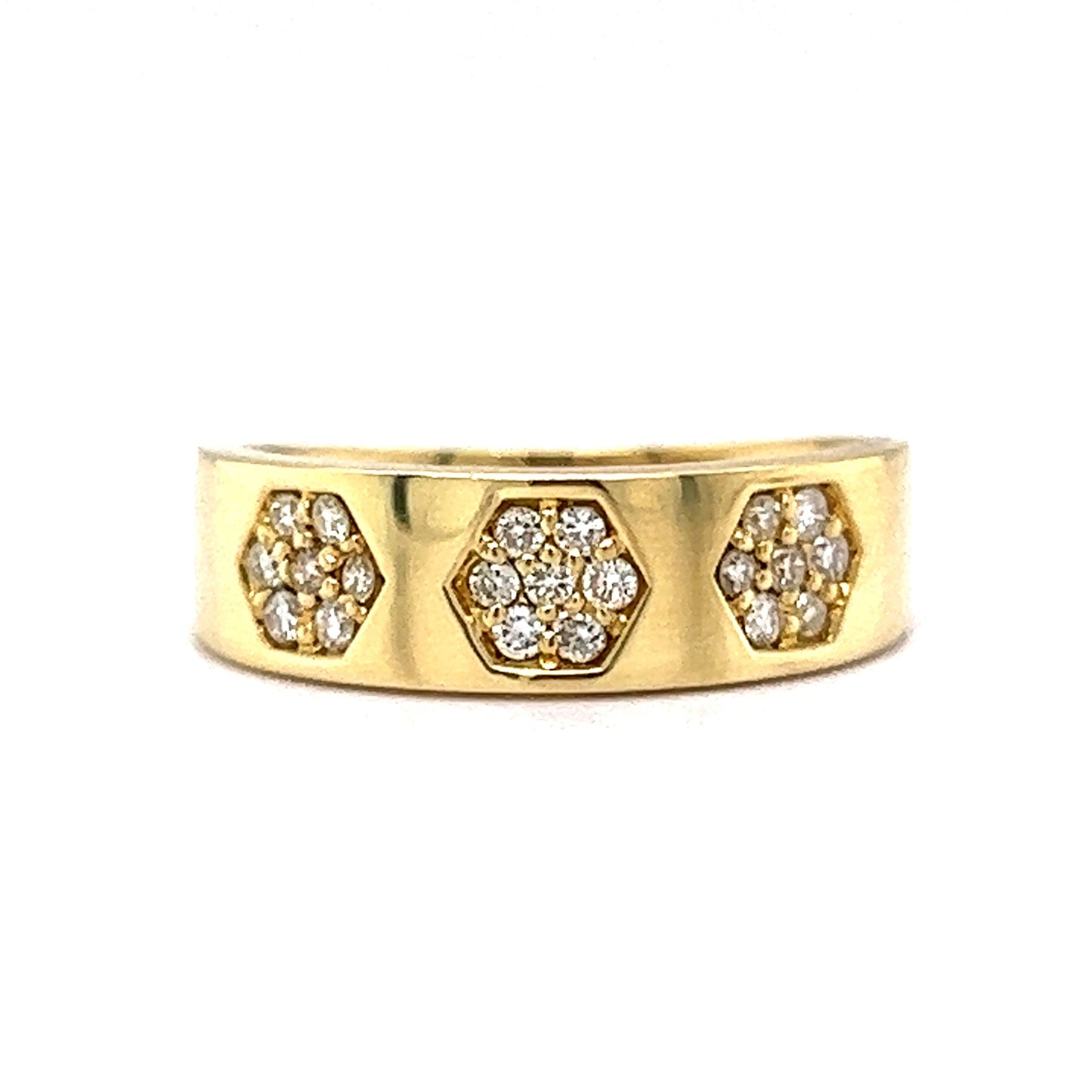 Geometric Pave Diamond Stacking Ring in 18k Yellow Gold